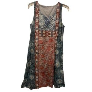 Coldwater Creek Sleeveless Mixed Pattern Bohemian Lined Dress Small Knee Length